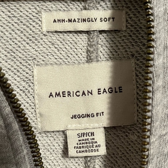 American Eagle Quarter Zip Jegging Fit Hoodie - Picture 6 of 9